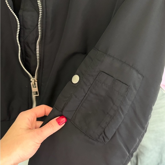 Zara Black Bomber Jacket with Silver Zipper - Picture 5 of 5